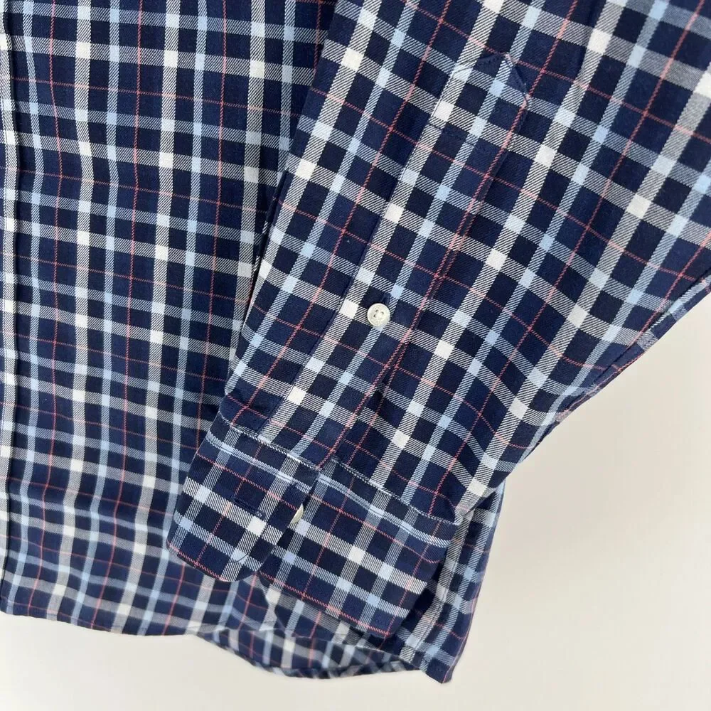Vineyard Vines Tucker Performance Classic Fit Blue/White Check Button-Down M EUC